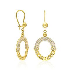 zirkon taşlı oval-şık tasarımlı küpeler