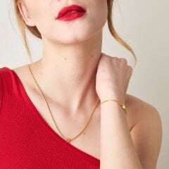 kavisli kalp kolye seti