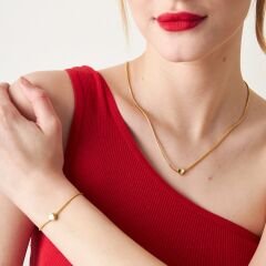 kavisli kalp kolye seti