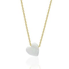 orijinal beyaz opal kalp kolye - 1