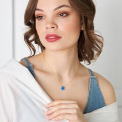 orijinal lacivert opal yıldız kolye