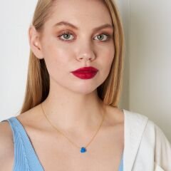 orijinal lacivert opal kalp kolye - 1