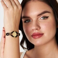 siyah taşlı çeyrek ip bilezik