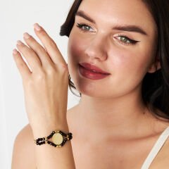 siyah taşlı çeyrek ip bilezik