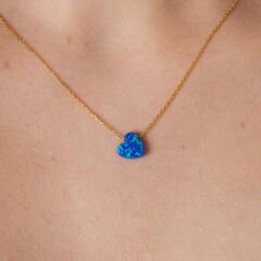 orijinal lacivert opal kalp kolye - 1