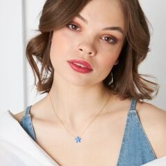 orijinal basit opal yıldız kolye