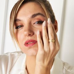 çiçek detaylı örme yüzük