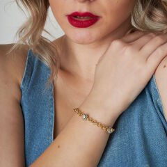 taşlı kalın zincir nazar boncuğu bileziği