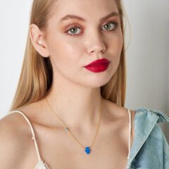 orijinal mavi opal fatma el kolyesi