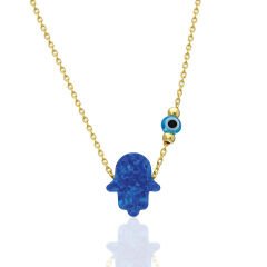 orijinal mavi opal fatma el kolyesi