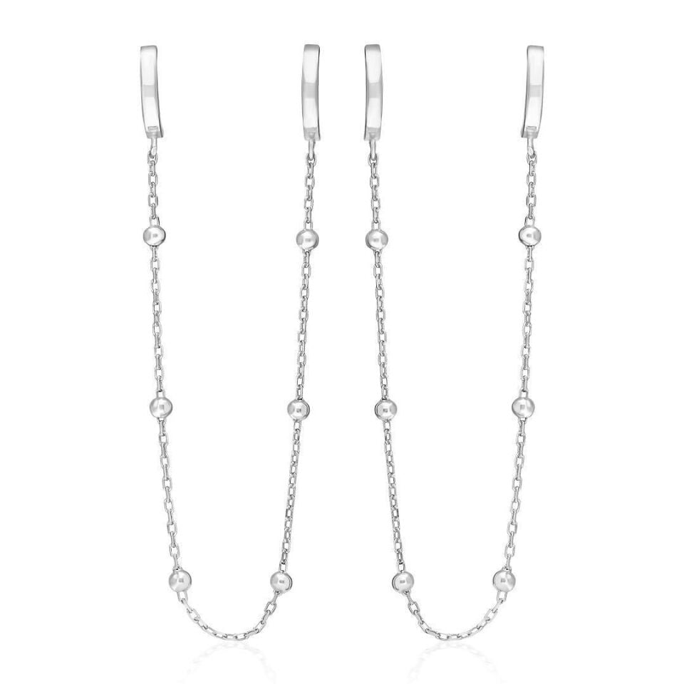 Toplu Zincir Küpeler - 925 Ayar Gümüş