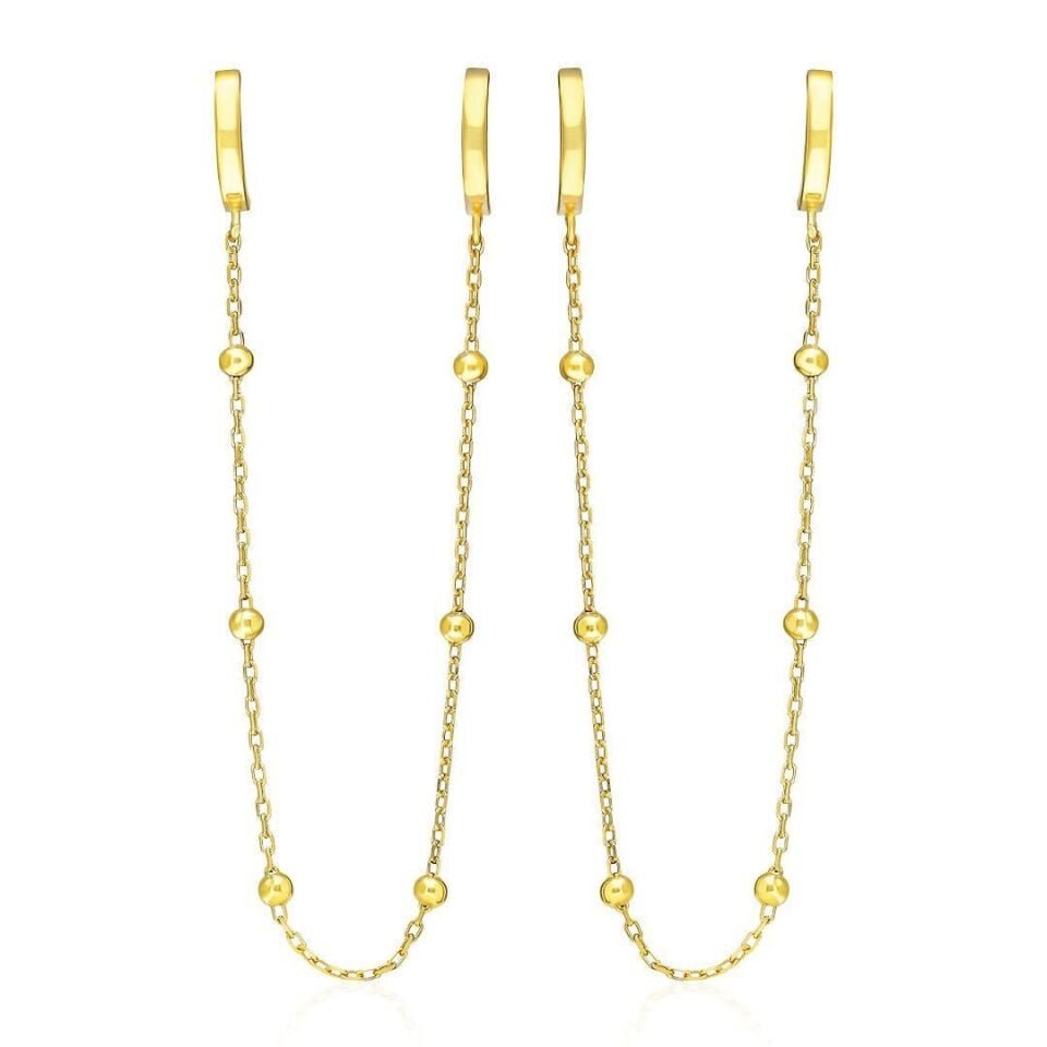 Toplu Zincir Küpeler - 925 Ayar Gümüş