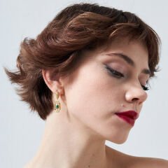 yeşil baget taşlı küpeler