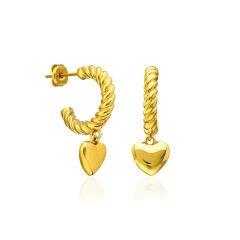 bükülmüş kalpli küpeler