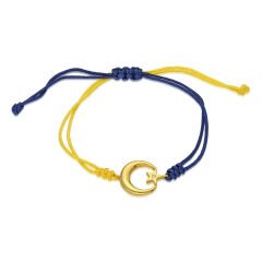 ay ve yıldızlı sarı-lacivert ip bileklik