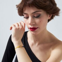 ay ve yıldızlı sarı-lacivert ip bileklik