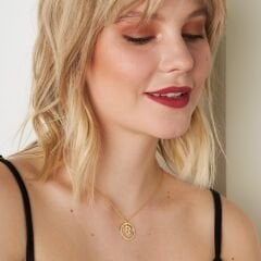 Taşlı oval harf kolye ucu