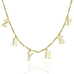 Harfli yarım taş isim kolye