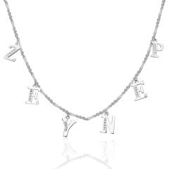 Harfli yarım taş isim kolye