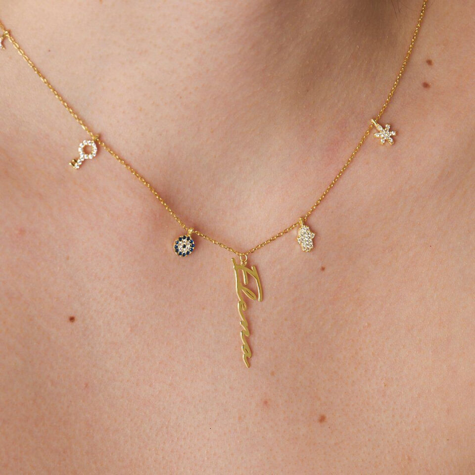 İsim Yazılı Harfli Charm Kolye 