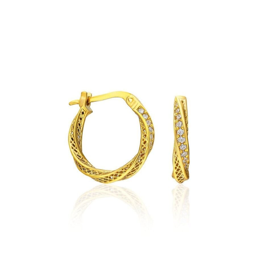 taşlı bükülmüş fantezi küpeler