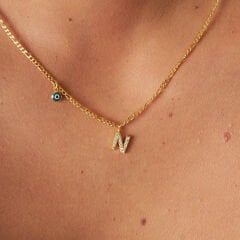 Tek Harfli Nazar Kolye - 925 GÜMÜŞ