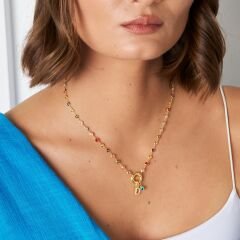 Nazar Harfli Rengarenk Kolye - 925 GÜMÜŞ