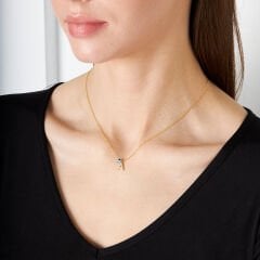 Nazar Taşlı Harf Kolye - 925 GÜMÜŞ