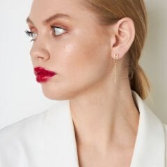 taşlı harf zincir küpeler