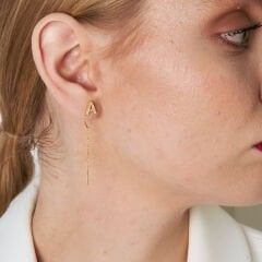 taşlı harf zincir küpeler