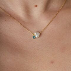 Nazarlı Kalp Kolye - 925 GÜMÜŞ