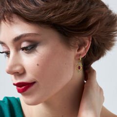 renkli baget taşlı küpe