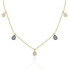 Nazar Damlası Sıralı Kolye - 925 GÜMÜŞ