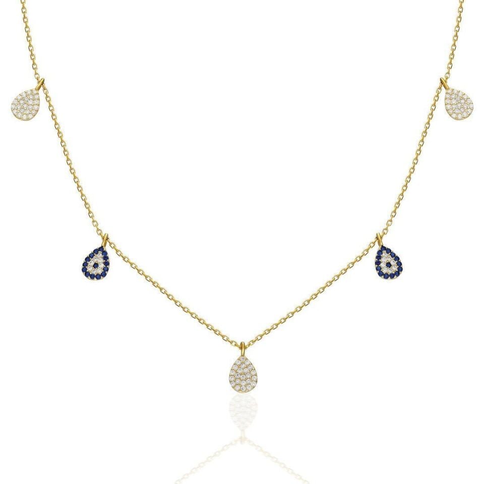 Nazar Damlası Sıralı Kolye - 925 GÜMÜŞ