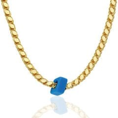 Mavi Nazar Taşlı Pullu Zincir - 925 GÜMÜŞ