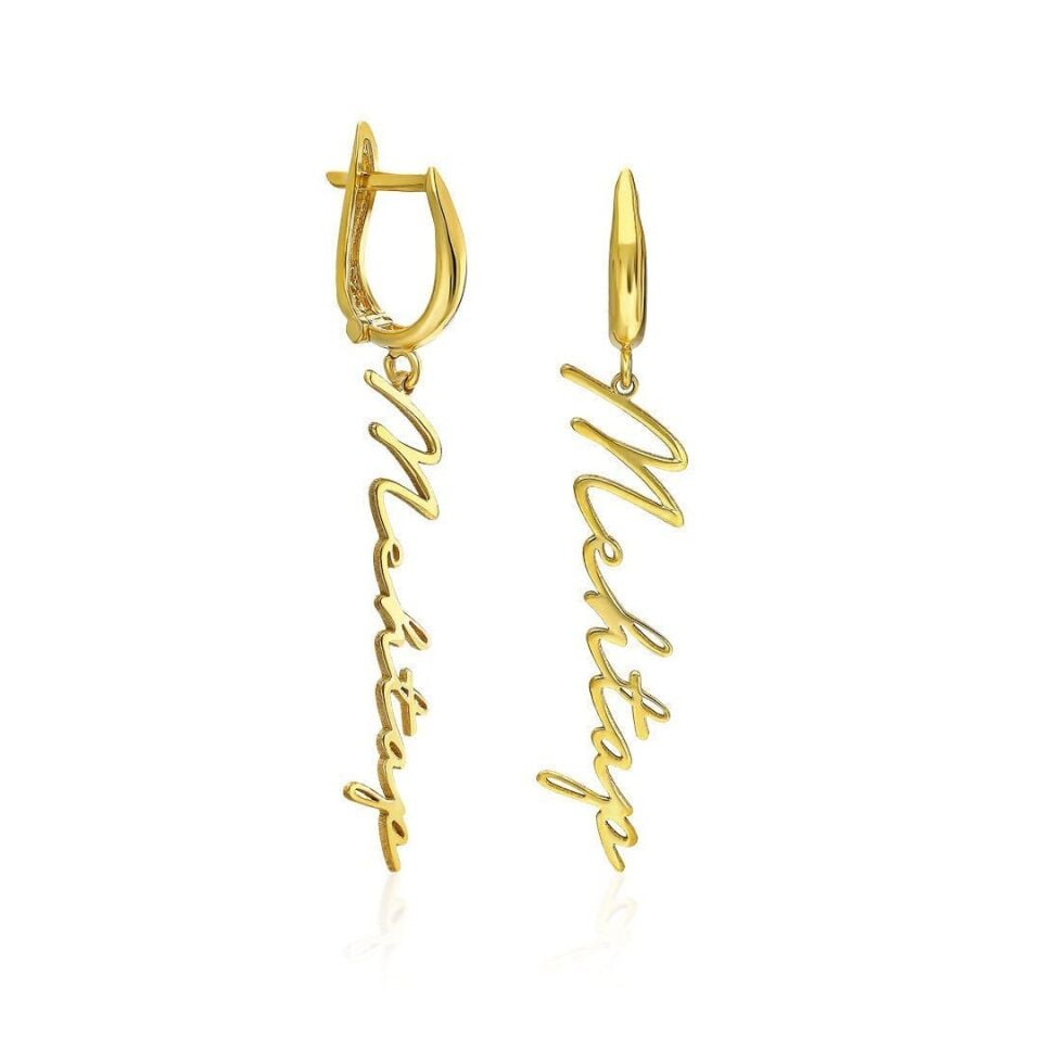 İmzalı İsim Küpeleri - 925 Ayar Gümüş