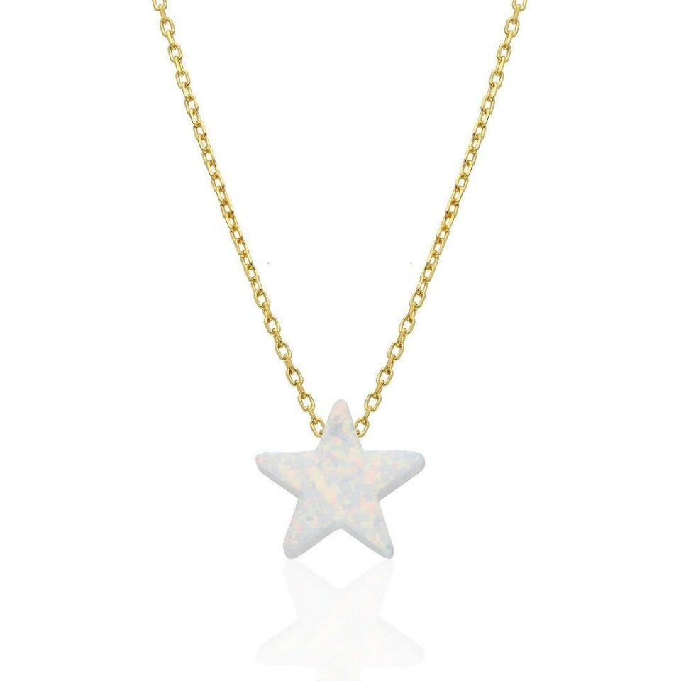 Orijinal Beyaz Opal Kalp Kolye - 925 GÜMÜŞ