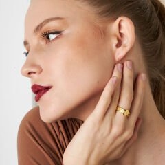 oval taşlı örgülü yüzük