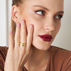 oval taşlı örgülü yüzük