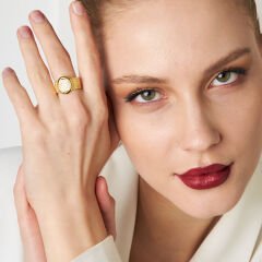 beş sıra taşlı örgülü yüzük