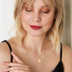 İsim zinciri - dikdörtgen tabak - harf kolye ucu