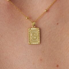 İsim zinciri - dikdörtgen tabak - harf kolye ucu