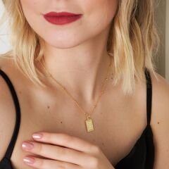 İsim zinciri - dikdörtgen tabak - harf kolye ucu