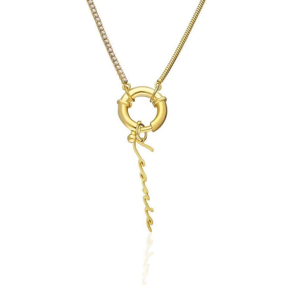 Denizci Kilitli İsim Kolyesi - 925 Ayar Gümüş