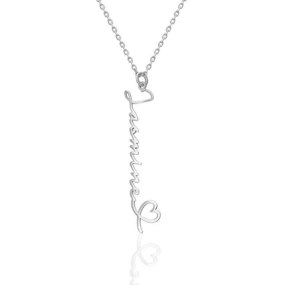 Kalp Sembollü İsim Kolyesi - 925 Ayar Gümüş