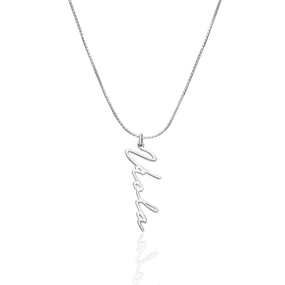 İsim Kolyesi İsim Kolyesi Balıksırtı Desenli - 925 Ayar Gümüş