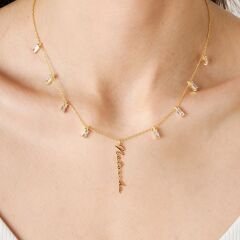 baget taşlı isim kolyesi