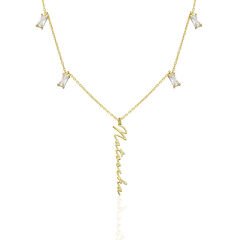 baget taşlı isim kolyesi