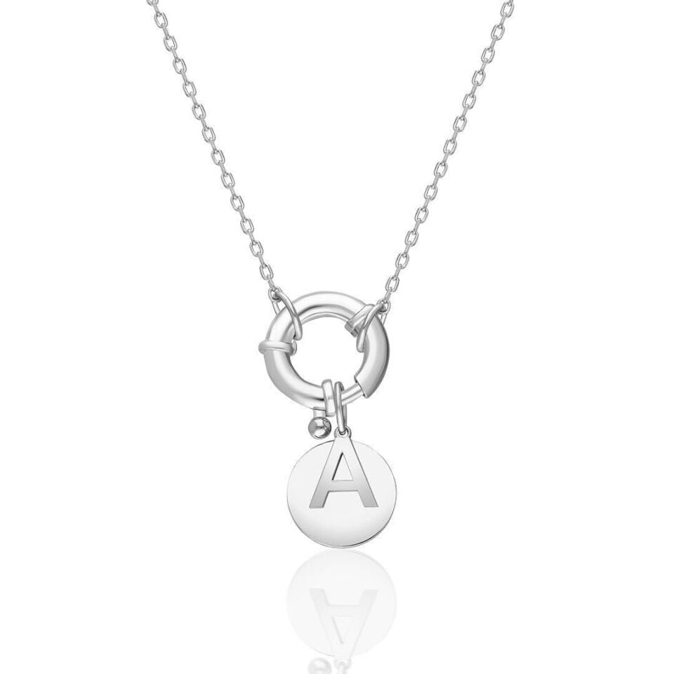 İsim Kolyesi Aşk Düğümü Harf Plaka Kolyesi - 925 Ayar Gümüş
