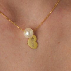 isim kolyesi - incili kalp isim kolyesi